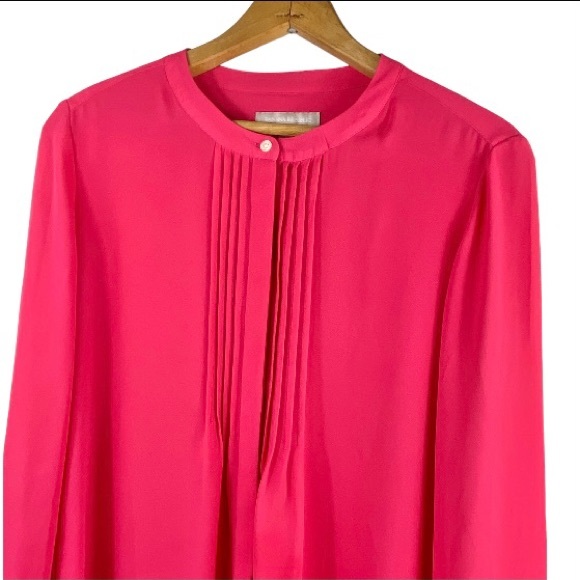 Banana Republic Pleated Front Oversized Button Down Dressy Blouse Dress Shirt S - Picture 3 of 15
